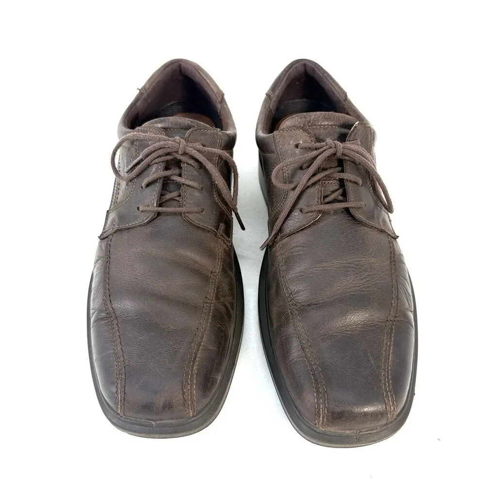 Mens Ecco Brown Leather Berlin Apron Toe Oxford Loafers Shoes Size EU 44 US 11